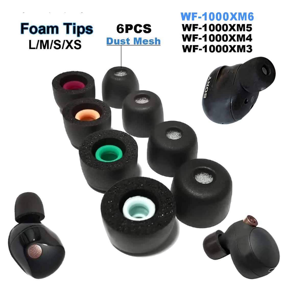 Earphone Foam Tip - 6PCS Memory Foam Ear Tips Cushion