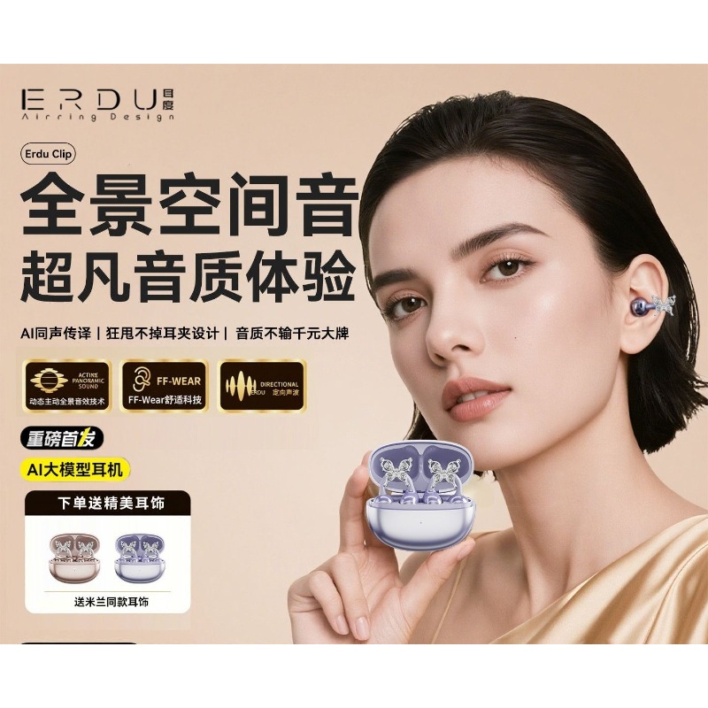 Erdu Ear Clip Wireless Earphon - đánh giá và giá Noise Cancelling Headphone