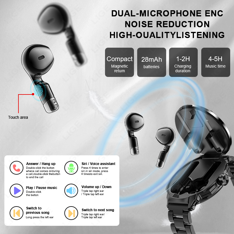 New Men's 2 In 1 Headset Smart - đánh giá và giá Earbuds Charging Case