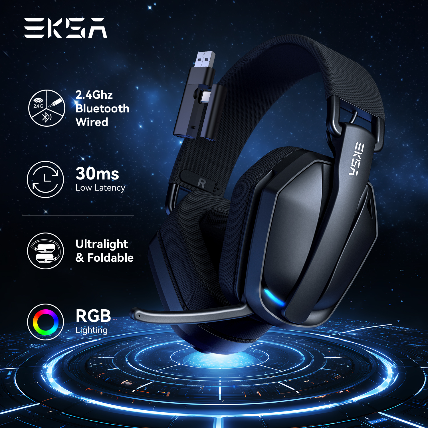 EKSA G19BT 2.4GHz Wireless Gam - đánh giá và giá Gaming Headset Rgb